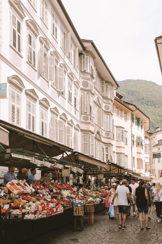 the market stalls in the city center