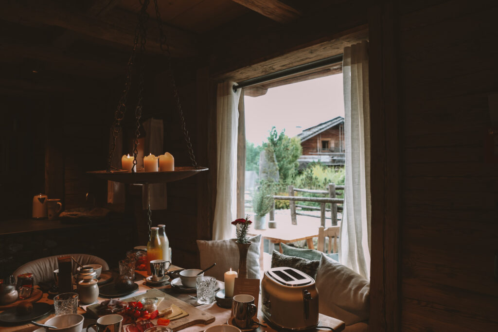 Gourmet alpine breakfast served at the Luxury Lakeside Chalet Priesteregg