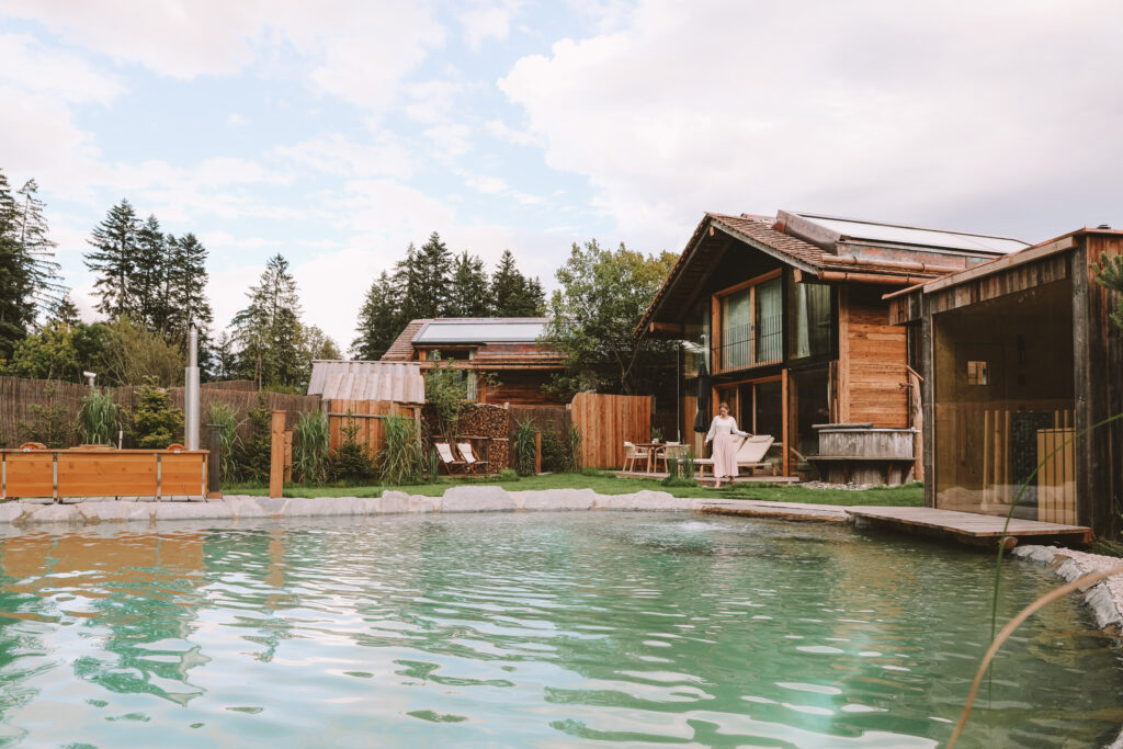 Panoramic sauna at the Luxury Lakeside Chalet Priesteregg in the Austrian Alps