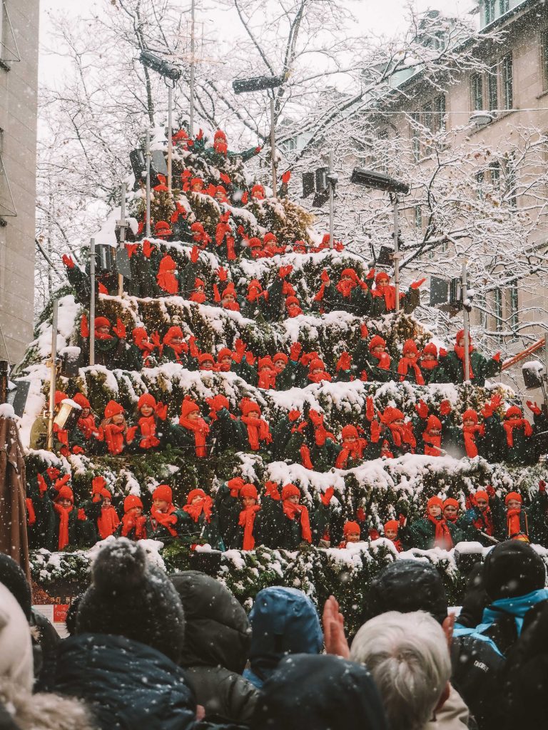 The Singing Christmas Tree at Werdmühleplatz, one of Zurich’s Christmas Places
