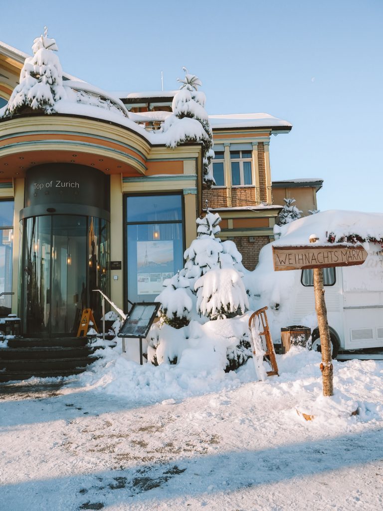 Panoramic winter view over Zurich from Uetliberg at Zurich’s Christmas Places