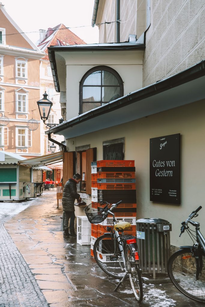 bakery with a window view in the old town of Graz