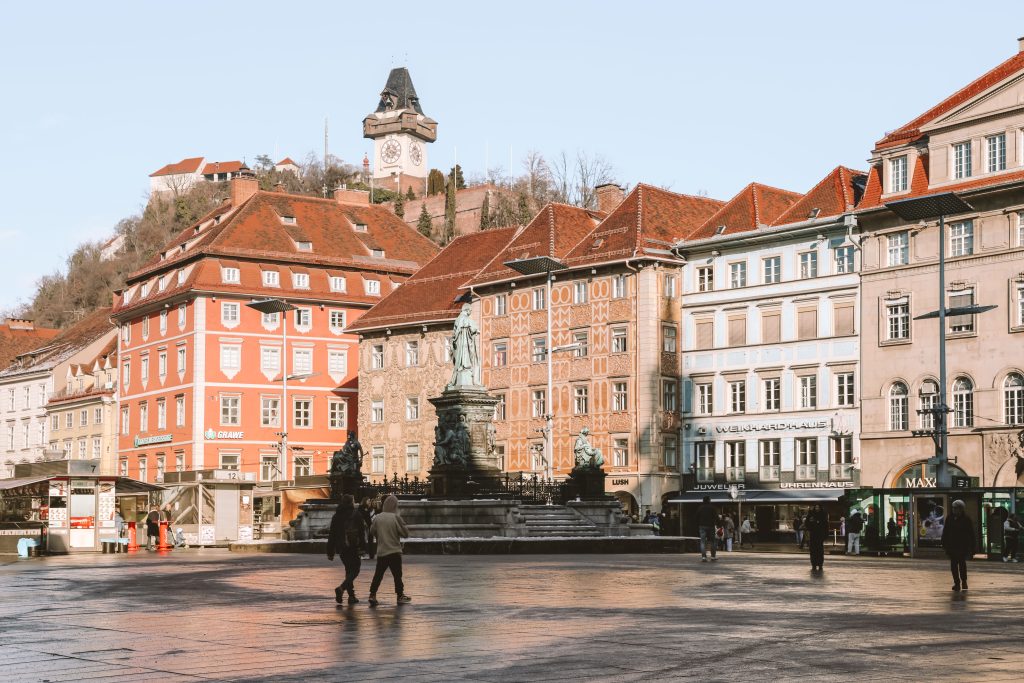 Quiet street scene in Graz, Austria