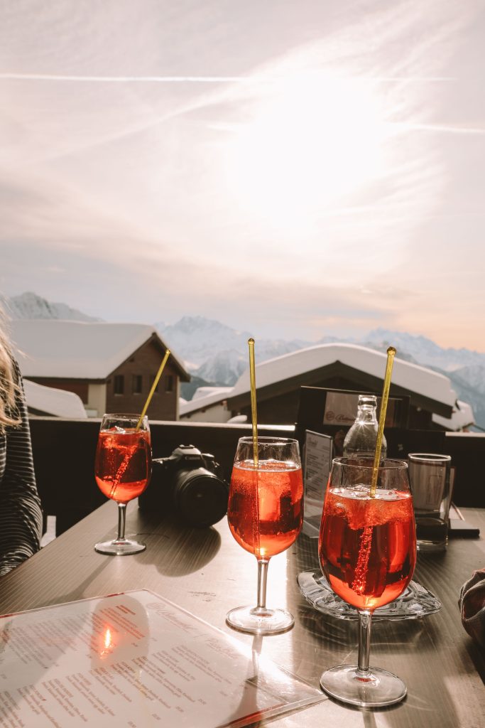 aperol spritz with a view in Switzerland 