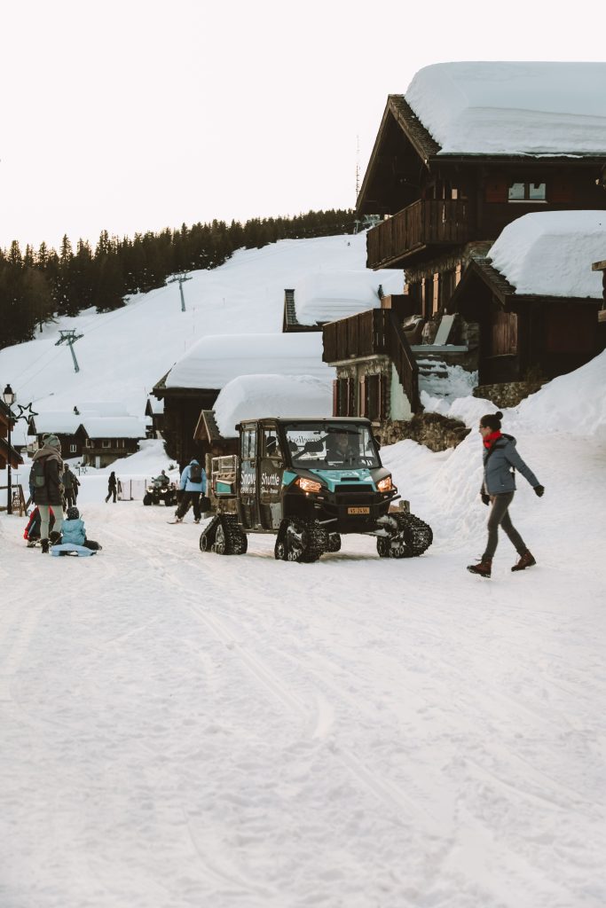 Snow-covered village paths in Bettmeralp highlighting car-free winter living