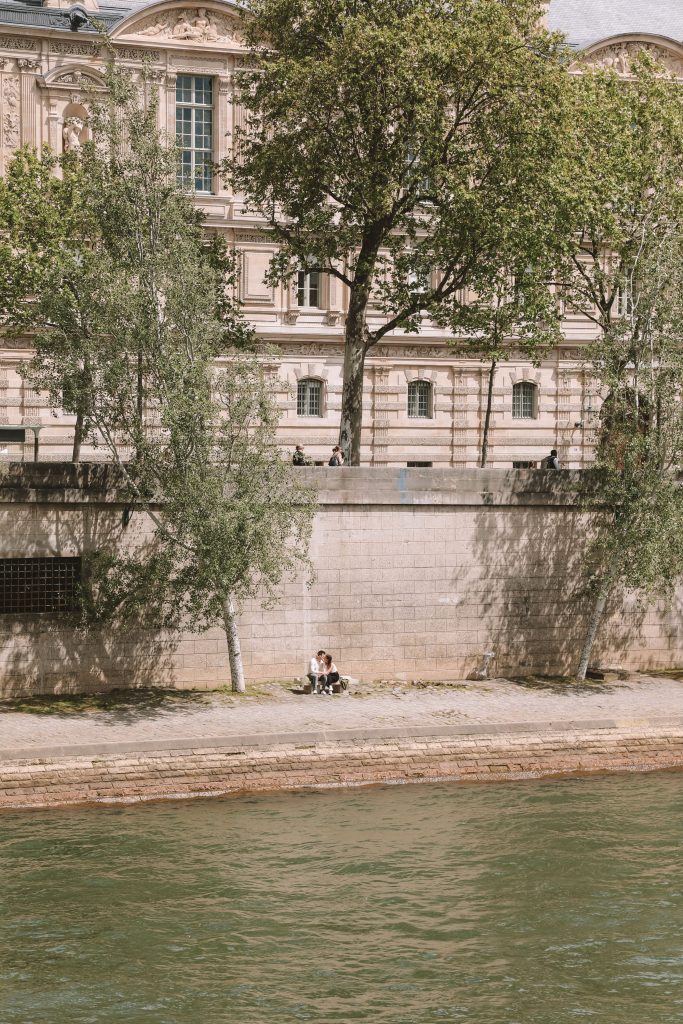 Seine banks in lush green in spring